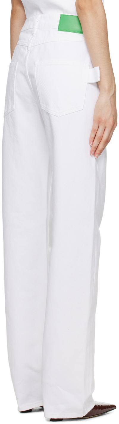 Bottega Veneta White Flared Jeans In Soft Denim In 9000 White