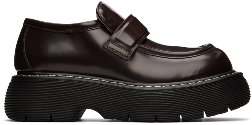 Bottega Veneta: Burgundy Swell Loafers | SSENSE Canada