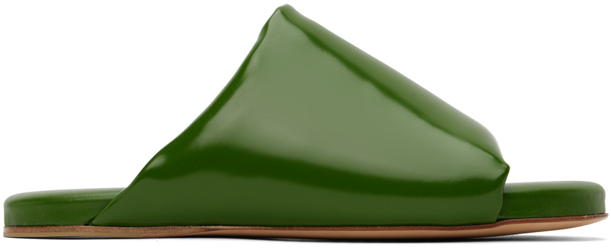 Shop Bottega Veneta Green Cushion Slides In 3653 Jalapeno
