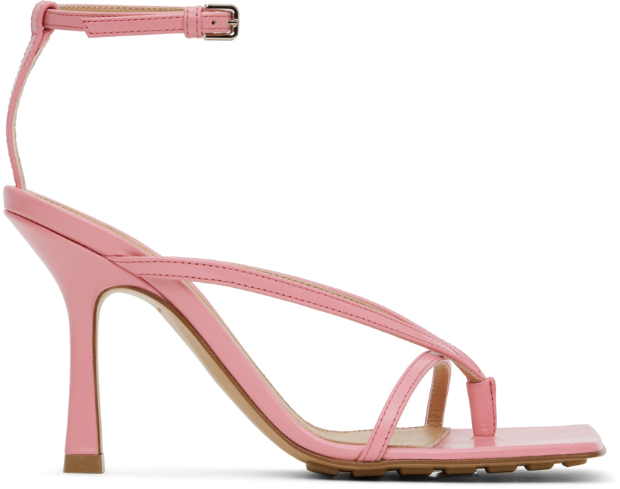 Shop Bottega Veneta Pink Stretch Heeled Sandals In 5593 Blossom