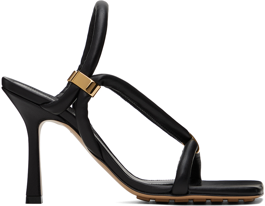 Bottega Veneta Black Stretch Strap Sandals In 1000 Black