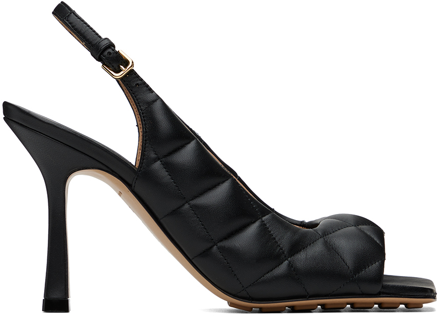Bottega Veneta Black Padded Heeled Sandals In 1000 Black