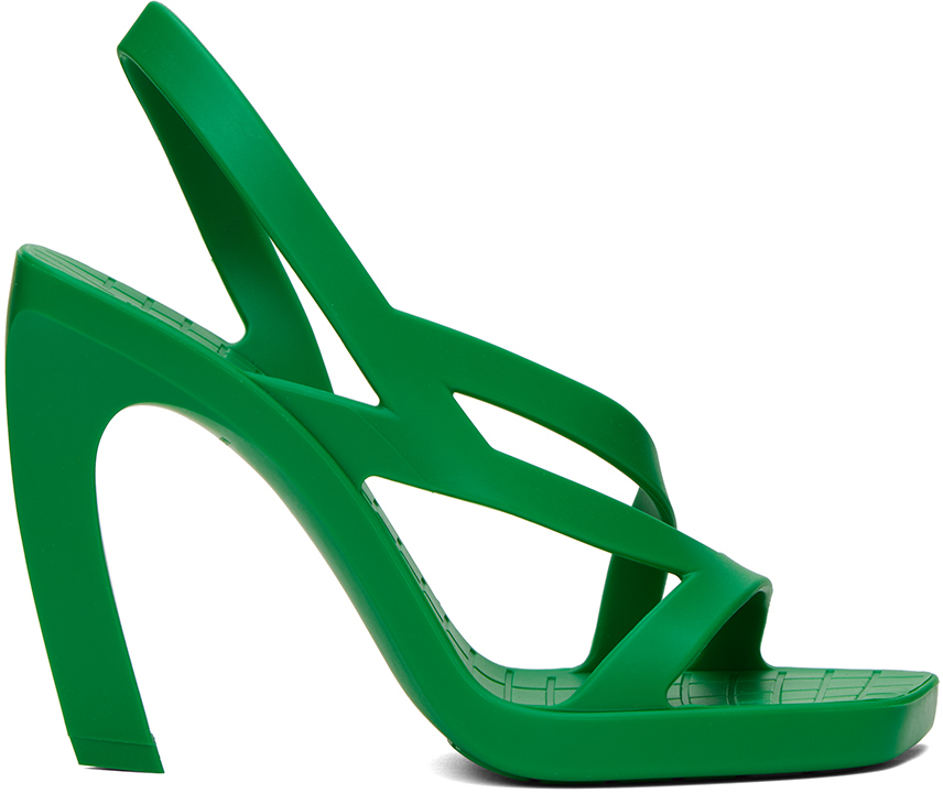 Bottega Veneta Green Jimbo Heeled Sandals In 3708 Parakeet