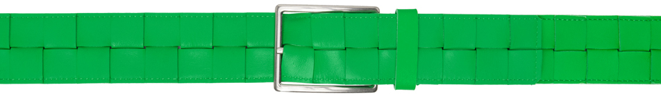 Bottega Veneta Green Maxi Intreccio Belt In 3724 Parakeetsilver