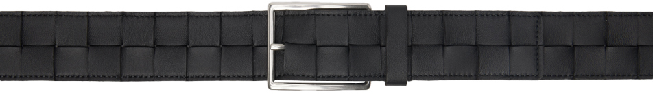 Bottega Veneta Black Maxi Intreccio Belt In Cuoio