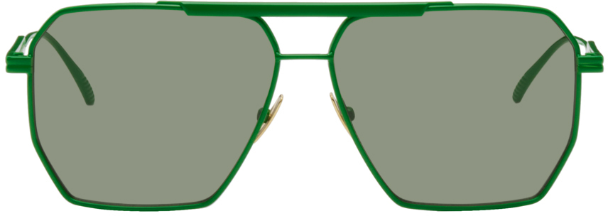 BOTTEGA VENETA GREEN AVIATOR SUNGLASSES