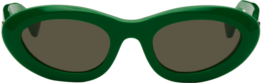 Bottega Veneta Green Oval Sunglasses In Green-green-green