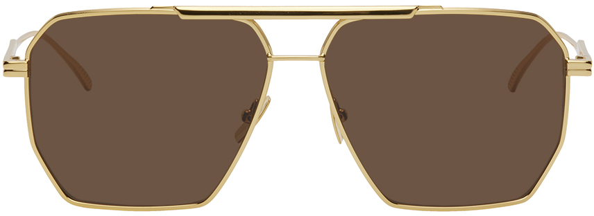 Bottega Veneta Aviator Tinted Sunglasses - Gold Sunglasses, Accessories -  BOT220185