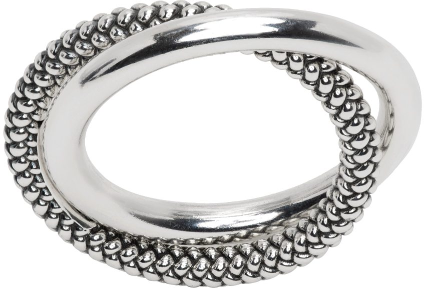 Bottega Silver Twist Ring SSENSE