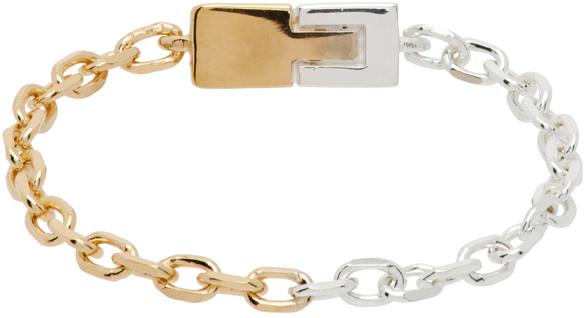 Bottega Veneta® Men's Bolt Bracelet in Silver / Yellow Gold. Shop