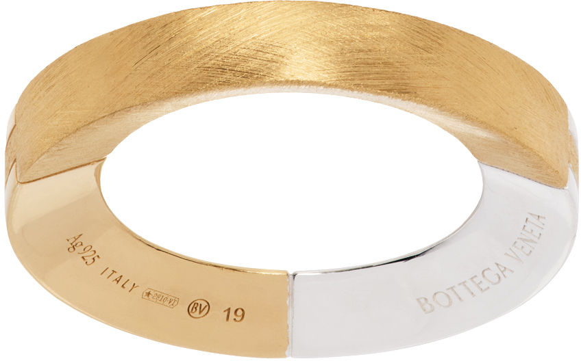 Bottega Veneta Silver & Gold Bolt Cuff Bracelet for Men