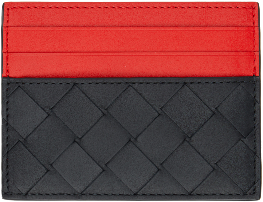 Bottega Veneta Black & Red Credit Card Holder