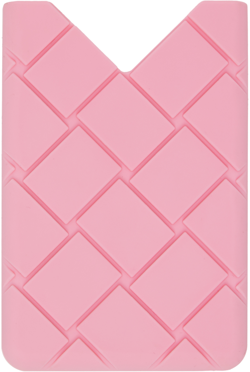 Bottega Veneta Pink Intrecciato Card Case In 5830 Ribbon