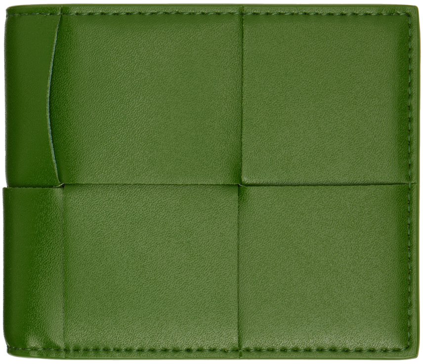 Bottega Veneta Green Bifold Wallet In 3139 Avocado-silver