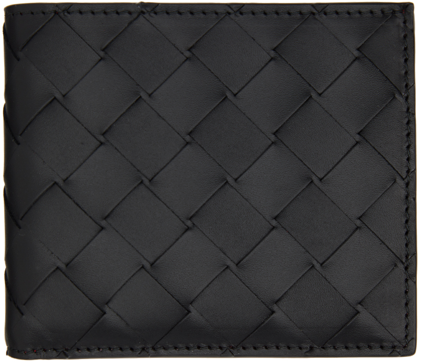 Bottega Veneta Black Exterior Pocket Wallet In 1127 Black/redstone-