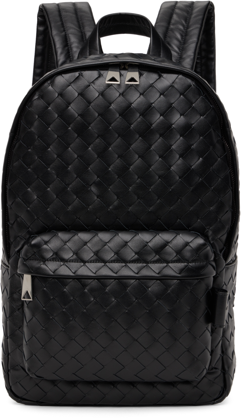BOTTEGA VENETA: backpack in woven leather - Black  Bottega Veneta backpack  653118 V0E54 online at