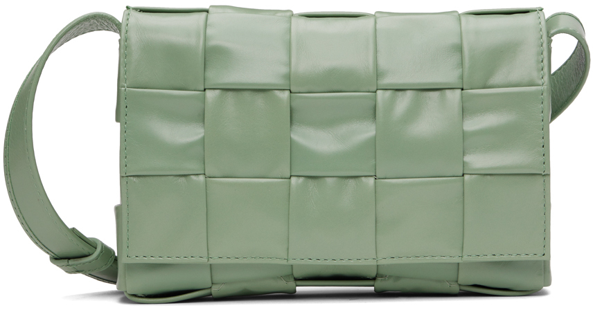 Bottega Veneta Green Small Cassette Messenger Bag In 3402 New Saugesilver