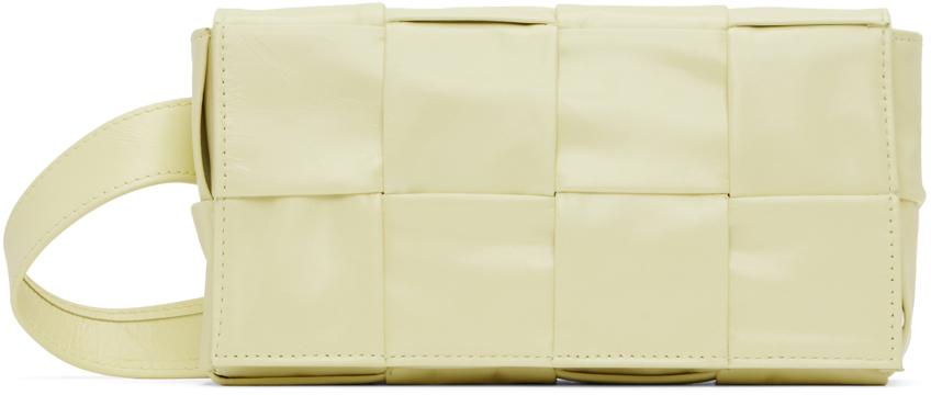 Bottega Veneta Yellow Cassette Belt Bag In 7450 Ice Cream-silve