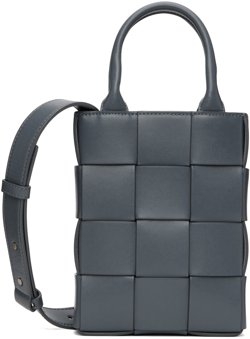 Cassette Mini Leather Shoulder Bag in Grey - Bottega Veneta