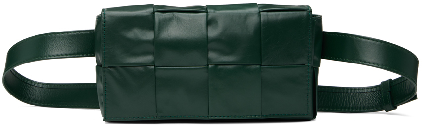 Bottega Veneta Green Cassette Bum Bag In 3061 Raintree-silver