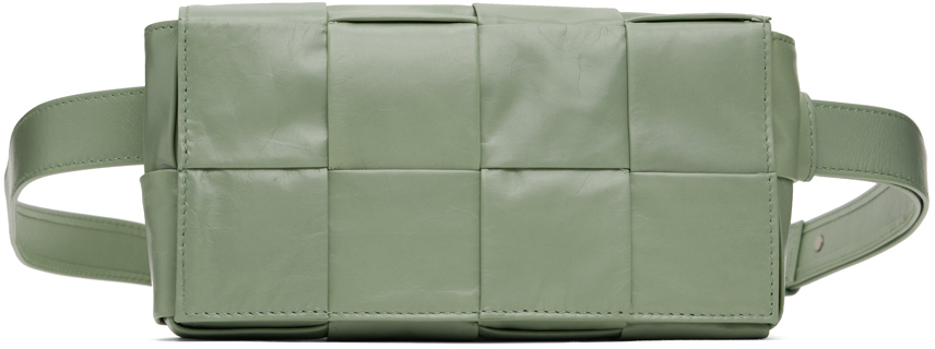 Bottega Veneta Green Mini Cassette Belt Bag In 3402 New Sauge-silve