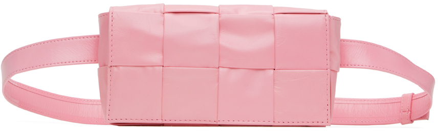 Bottega Veneta Pink Cassette Belt Bag In 5834 Ribbon-silver