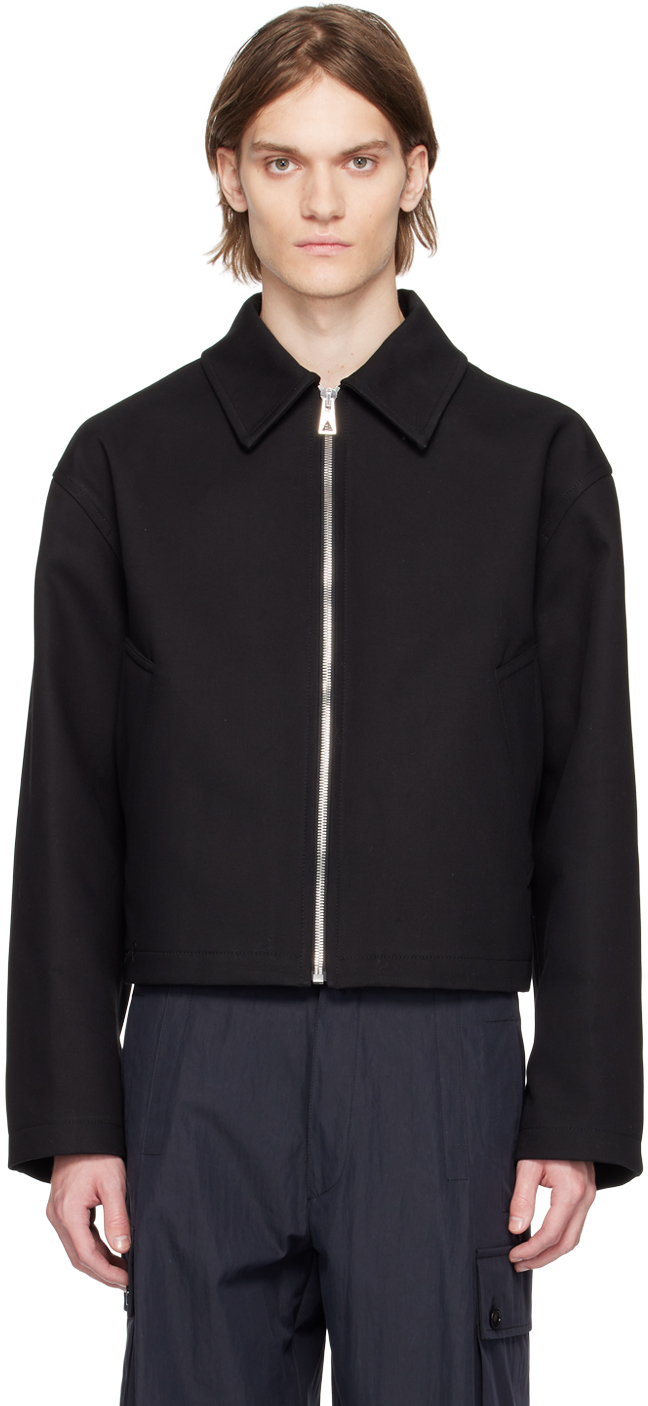Bottega Veneta Black Bonded Jacket In 1292 Black/dark Blue