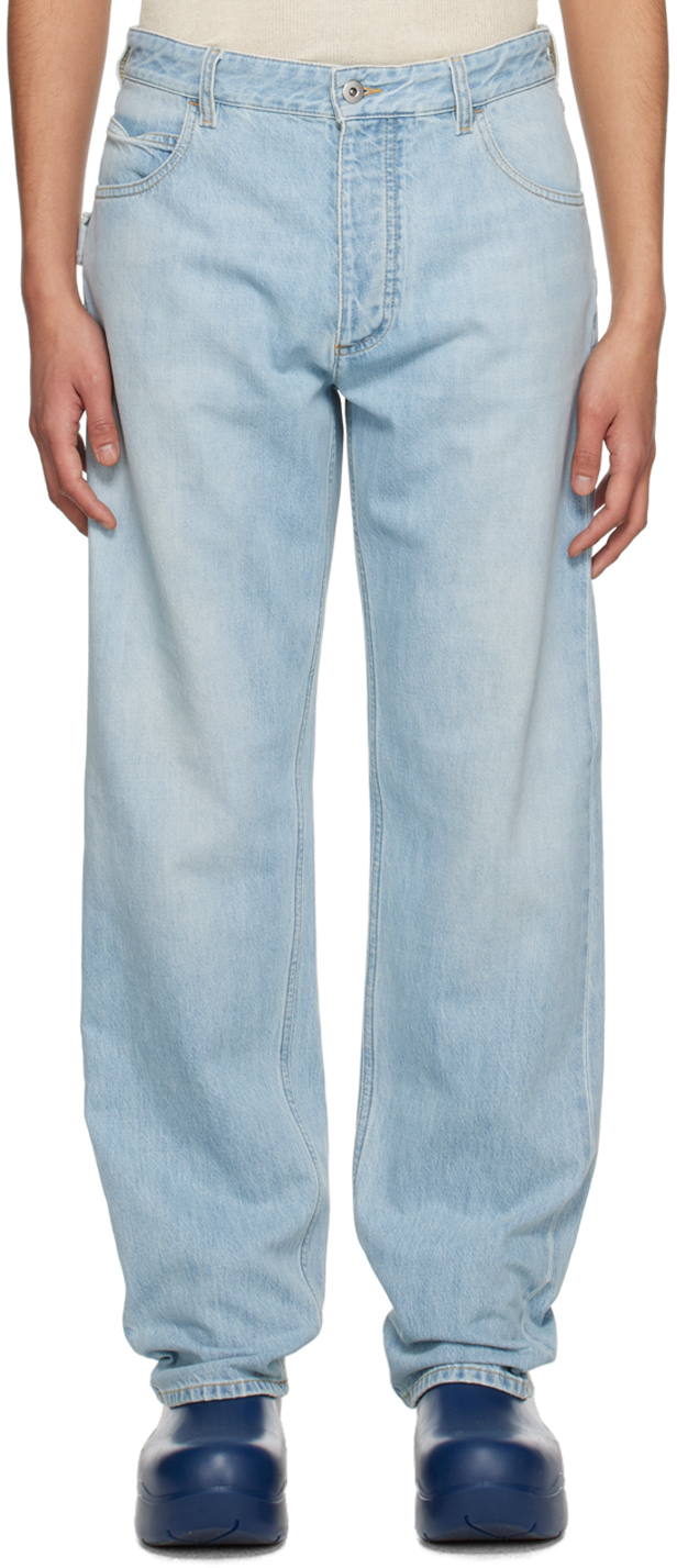 Bottega Veneta: Blue Light-Bleached Straight-Leg Jeans | SSENSE UK