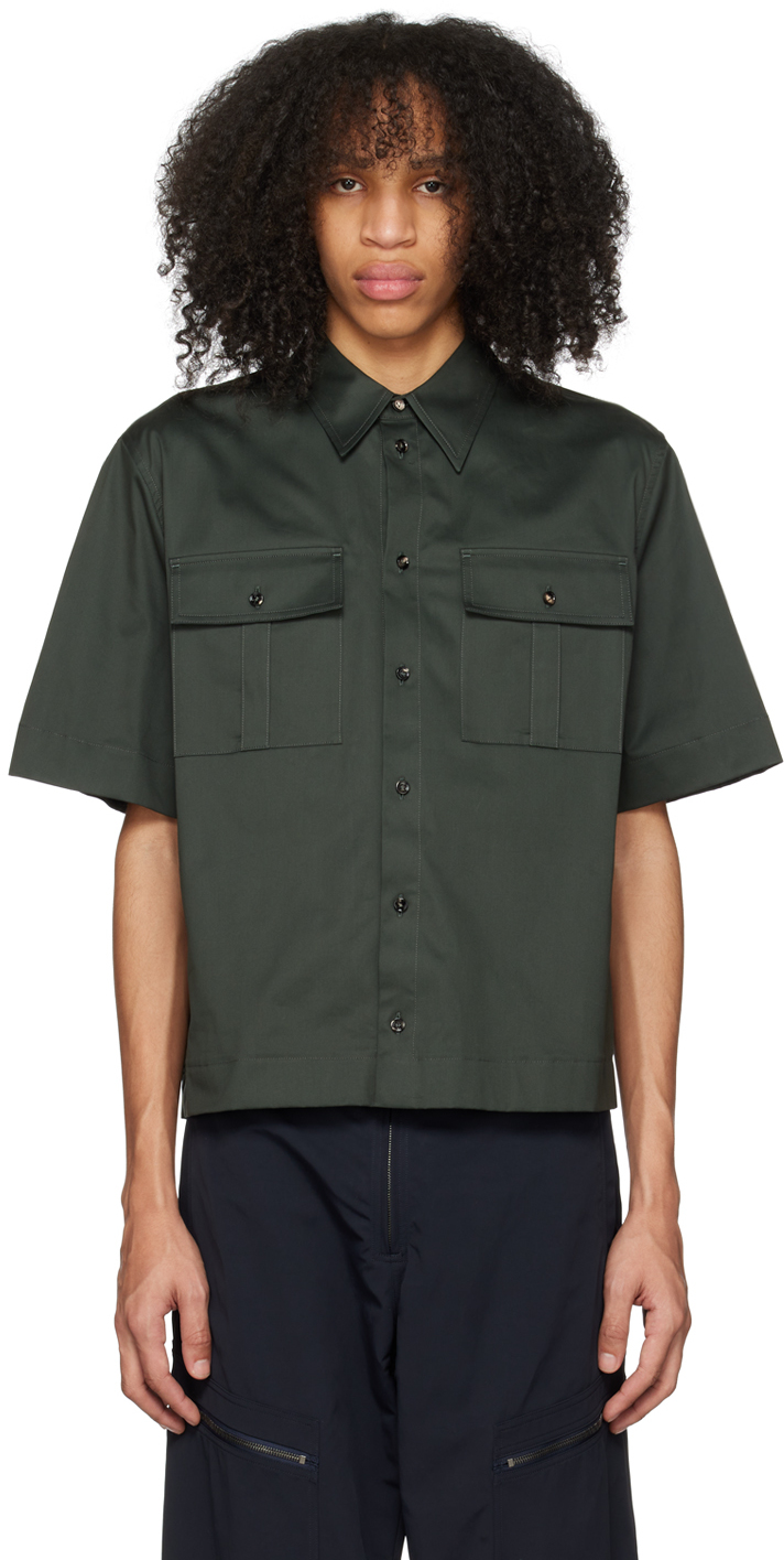 Bottega Veneta: Green Button-Down Shirt | SSENSE