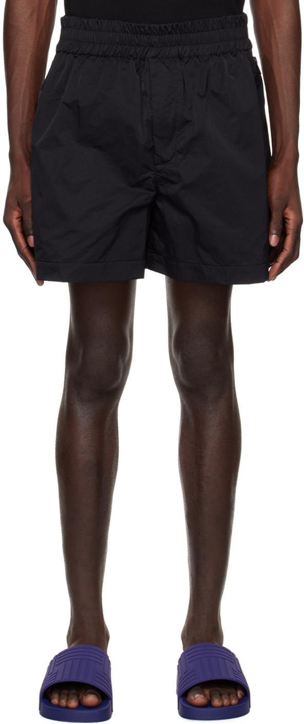 Shop Bottega Veneta Black Elasticized Waistband Shorts In 1000 Black