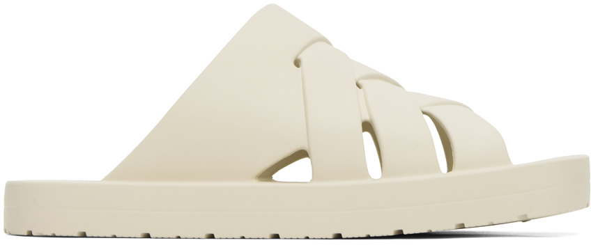 Bottega Veneta: Off-White Slip-On Sandals | SSENSE