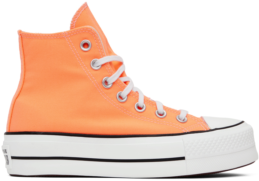 Converse Orange Chuck Taylor All Star Lift Platform Sneakers In Peach Beam/black/white