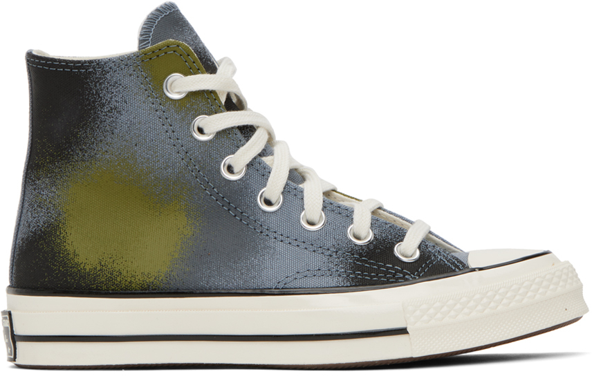 Converse Blue Chuck 70 Spray Paint Sneakers In Lunar Grey/cyber Gre