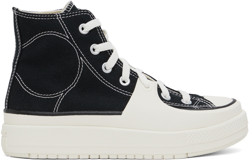 Converse Black & White Chuck Taylor All Star Construct Trainers In Black/vintage White/