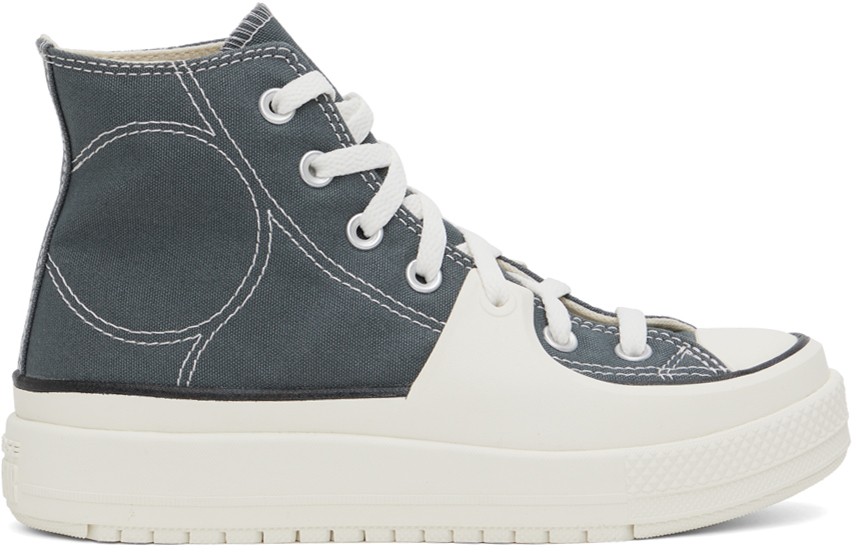 Converse Gray & White Chuck Taylor All Star Construct Sneakers In Cyber Grey/vintage W