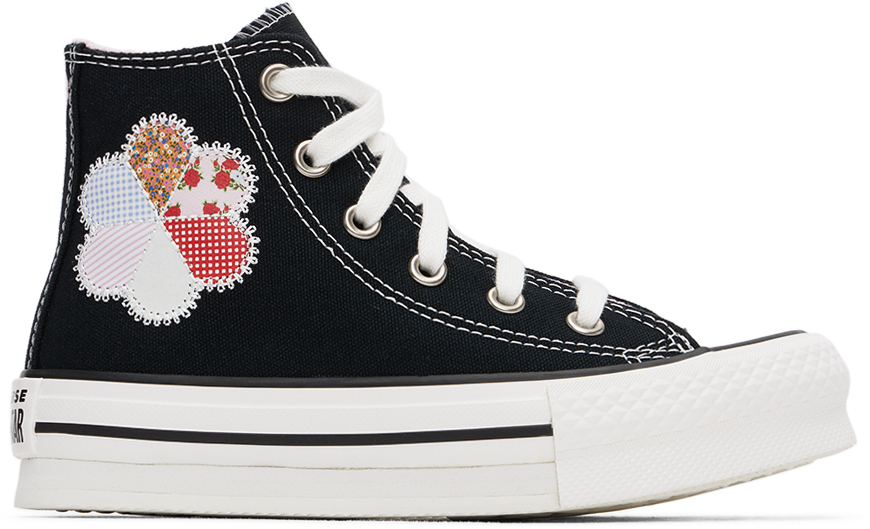 Converse Kids Black Chuck Taylor All Star Lift Patchwork Sneakers In Black/sunrise Pink/v