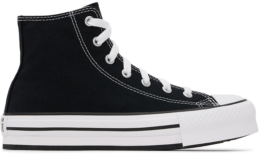 Converse Kids Black Chuck Taylor All Star Lift Sneakers In Black/white/black