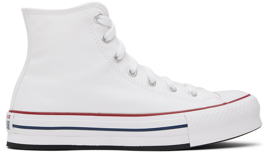 Converse Kids White Platform Chuck Taylor All Star Big Kids Sneakers In White/garnet/navy