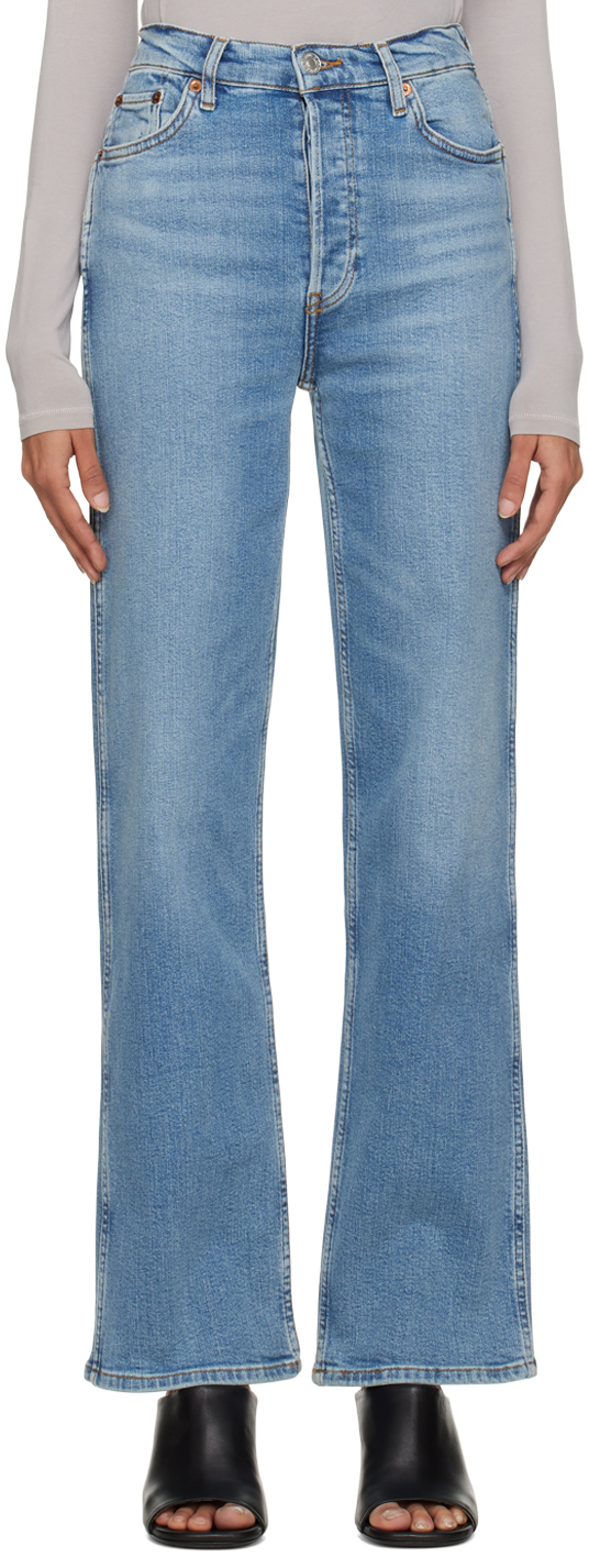 Re/done Blue 90's High-rise Loose Jeans In Rio Fade