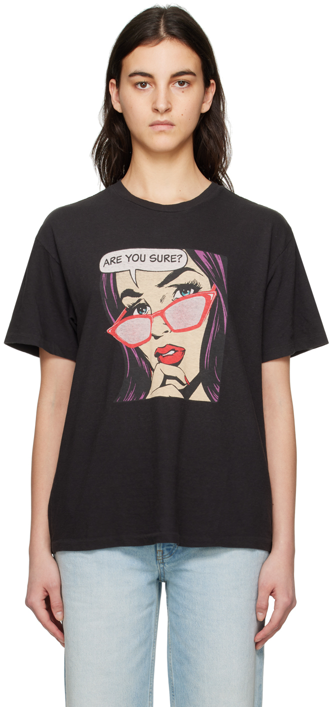 Re/Done: Black 'Are You Sure' T-Shirt | SSENSE