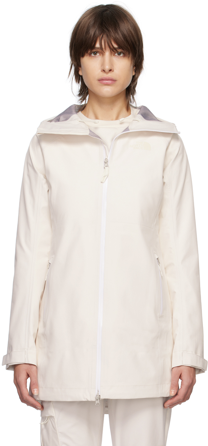 The North Face White Dryzzle Coat In N3n Gardenia White