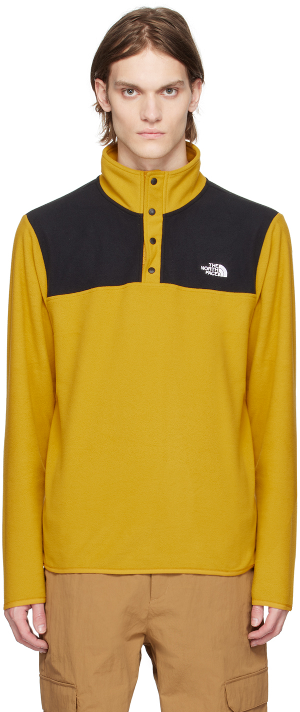 The North Face Yellow & Black Glacier Snap Sweatshirt In Yqr Arrowwood Yellow