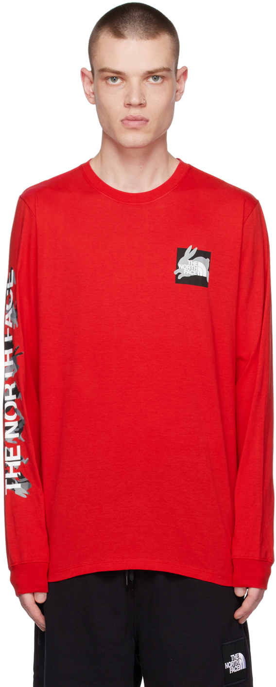 The North Face Red Lunar New Year Long Sleeve T-shirt In 682 Tnf Red
