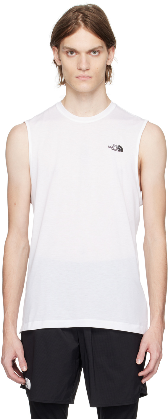 The North Face White Wander Tank Top In Fn4 Tnf White