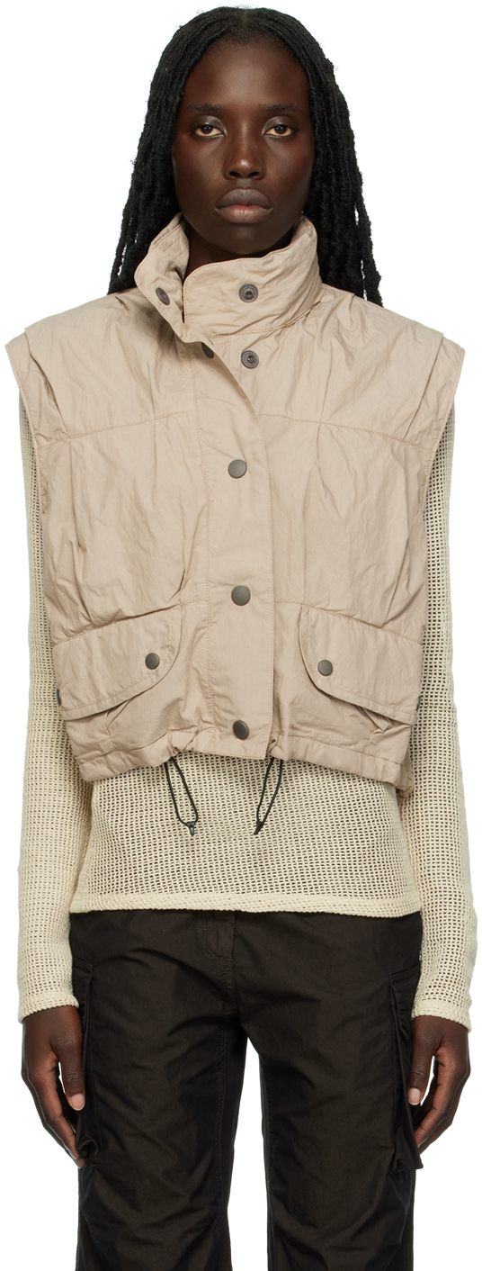 Our Legacy Beige Exhale Puffer Waistcoat In Metallic Sand Parach