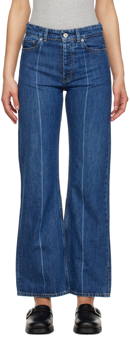 Shop Our Legacy Blue Crease Jeans In Mid Crease