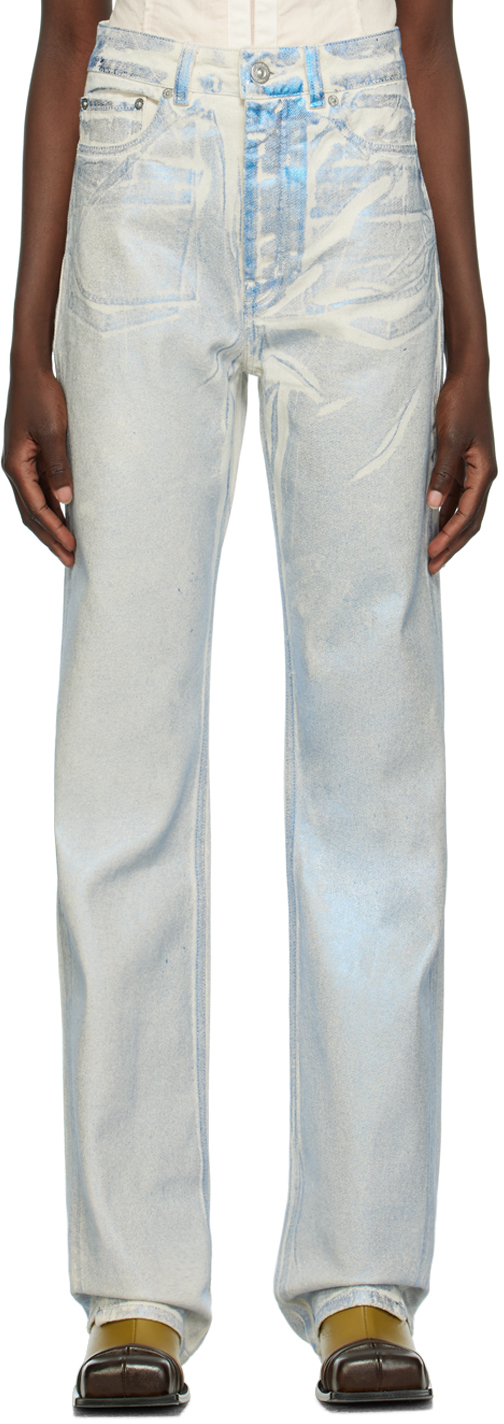 Shop Our Legacy Off-white Spiral Jeans In Blue Foil Denim