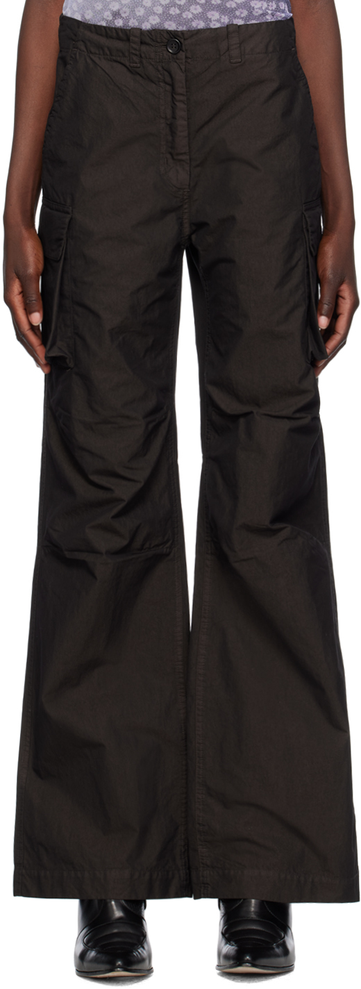 Shop Our Legacy Brown Peak Trousers In Black High Twist Sol