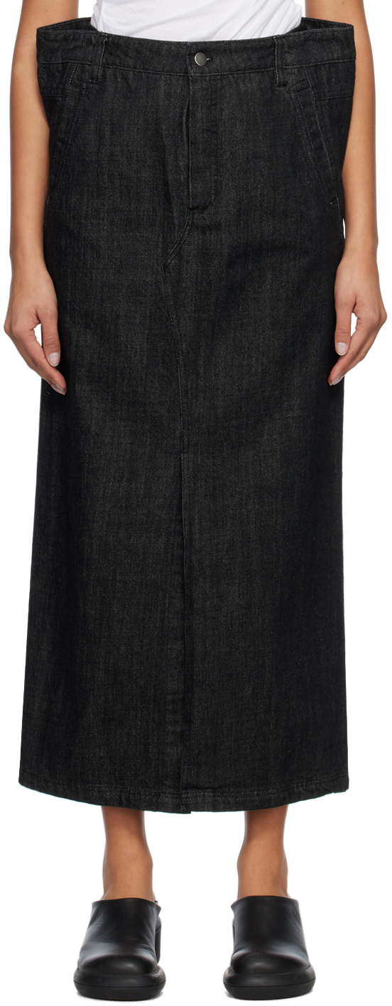 Subtle Le Nguyen Black Flat Denim Maxi Skirt