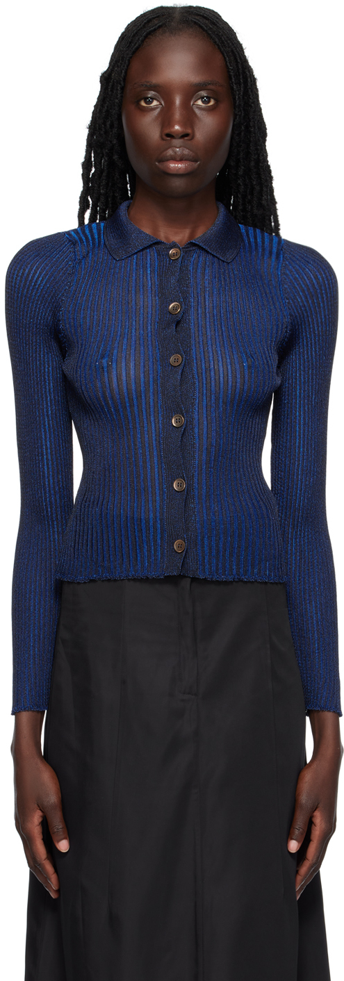 Our Legacy Blue Mazzy Cardigan In Onyx Sapphire Mix